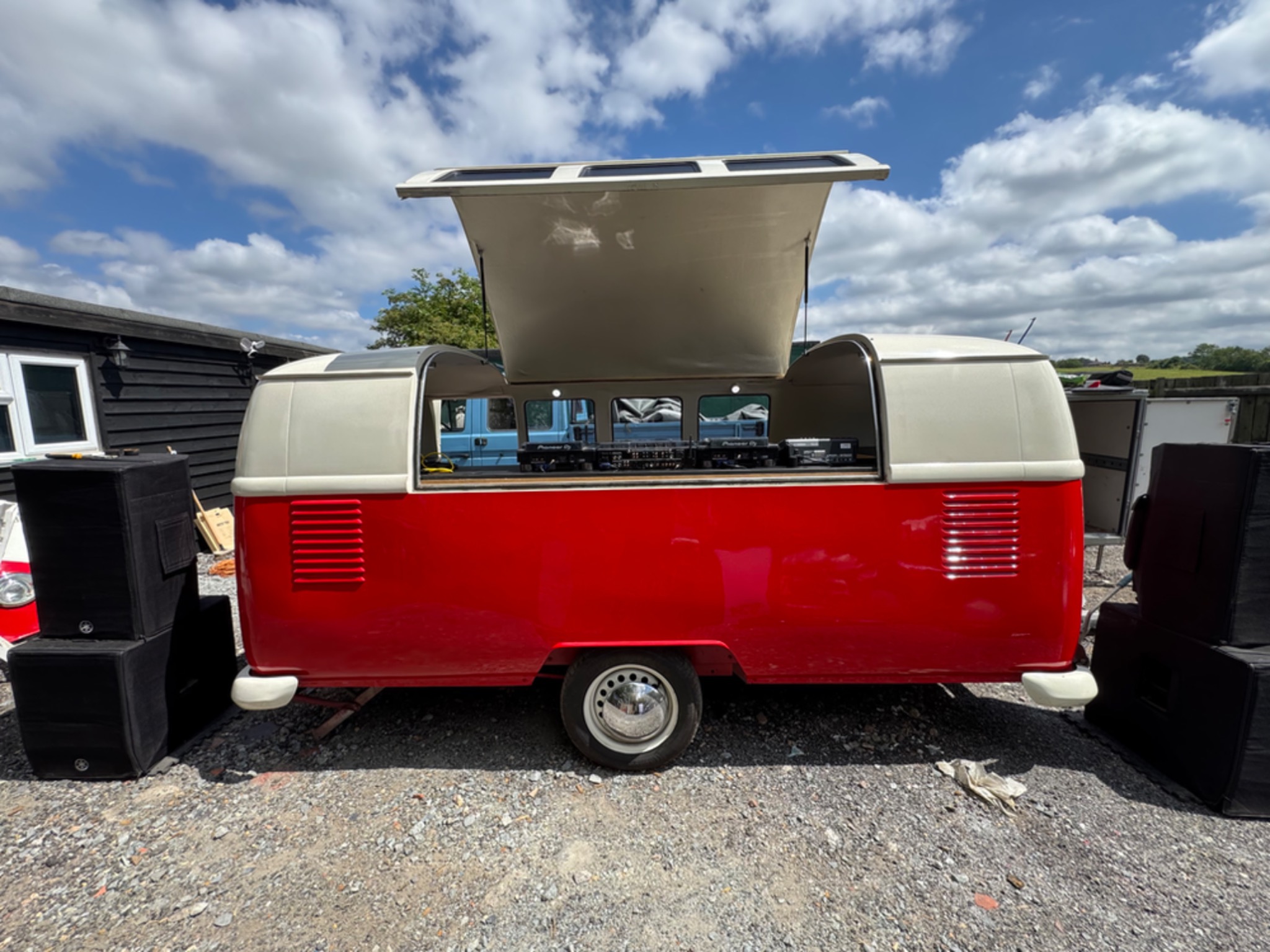 Close-up of the DJ performing inside the VW DJ Booth